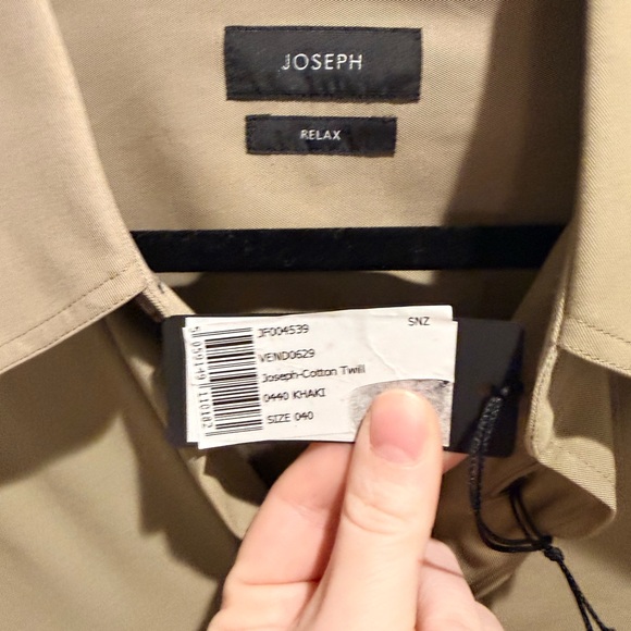 JOSEPH Men’s Relax Cotton Twill Utility Shirt Khaki Italy NWT Size 40 $695 - Picture 5 of 6